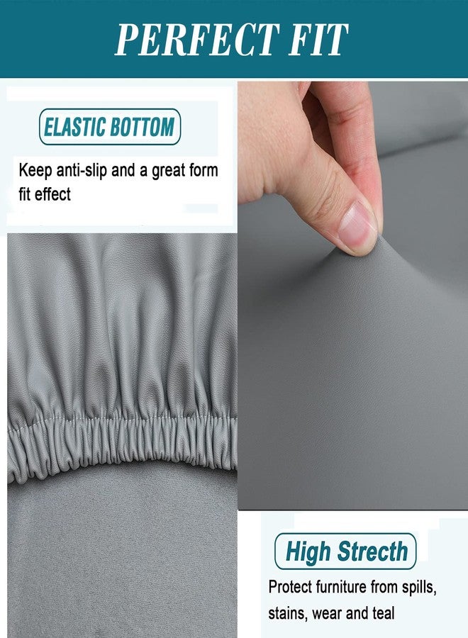 HFCNMY Bar Stool Covers,2 Pack Stretch Waterproof PU Bar Stool Covers with Backs Bar Stool Chair Covers Barstool Covers Slipcovers with Back Pub Counter Stool Chair Covers with Elastic Bands Gray - Image 5